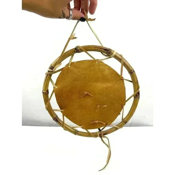 VTG Leather Cutout Floral Dream Catcher Native American Signed CL Rice 1990 - Picture 7 of 16